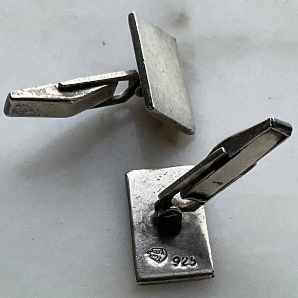 Vintage 925 Sterling Silver Rectangle Engravable Cufflinks 12g marked 38 - Picture 4 of 8